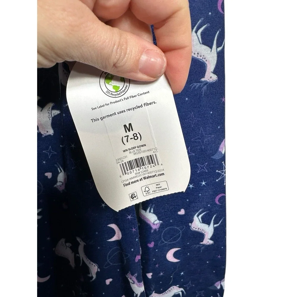 wonder nation girls sleepwear pajamas long sleeve shirt size medium 7 8 unicorns